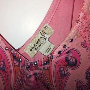 One World red maxi dress v neck sleeveless sz 3X